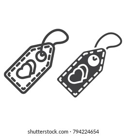 Love sale tag line and glyph icon, valentines day and romantic, price sign vector graphics, a linear pattern on a white background, eps 10.
