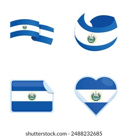 Love salvador symbol icons set cartoon vector. National state el salvador flag. Central america country