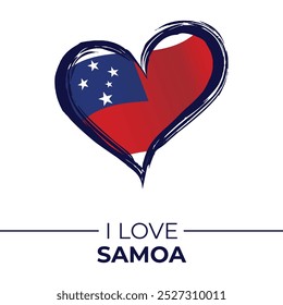 I Love Samoa Banner with Flag in Heart. Samoa love Emblem Isolated on White Background. Vector, Illustration, Isolated, Love, Background.