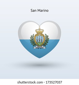 Love San Marino symbol. Heart flag icon. Vector illustration.