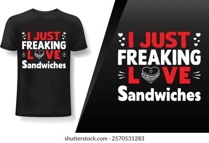 Love with sandwiches t-shirt design 
