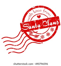 With love from Santa Claus - card. Isolated on white background