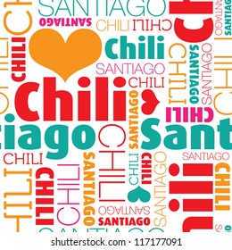 I love Santiago Chili seamless typography background pattern in vector