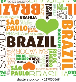 I love Sao Paulo Brazil seamless typography background pattern in vector