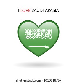 Love Saudi Arabia symbol. Flag Heart Glossy icon on a white background isolated vector illustration eps10