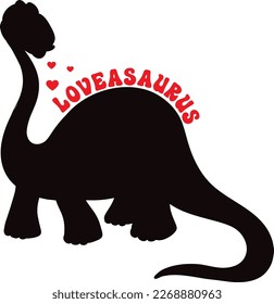 Love a saurus,  Happy valentine shirt print template, 14 February typography design