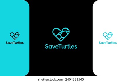 love and save Turtle modern logo