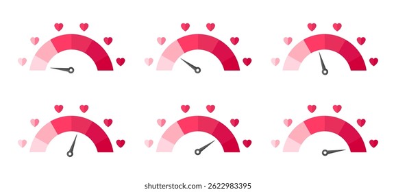 Love Scales with arrows and different levels. Vector elements set.