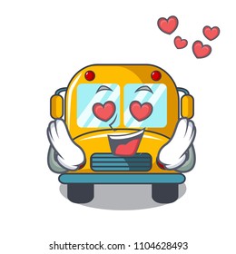 In love school bus mascot cartoon