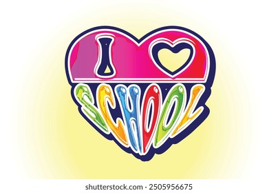 I love school colorful heart shape Typography Template