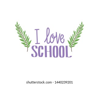 i love school label on white background