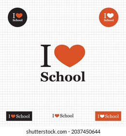 i love school logo design concept. red and black back to school. motivation to education