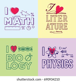 love school subjects vector posters