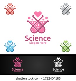 Love Science and Research Lab Logo for Microbiology, Biotechnology, Chemistry, or Education Design Concept
