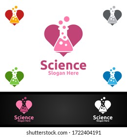 Love Science and Research Lab Logo for Microbiology, Biotechnology, Chemistry, or Education Design Concept