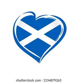 Love Scotland emblem with heart in flag colors. Scottish national holiday. Vector illustration