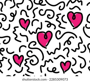 love scribble seamless pattern design for fabric, textile, background, template, layout
