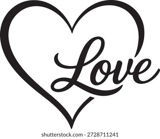 Ilustración de icono de contorno de corazón de guion de amor