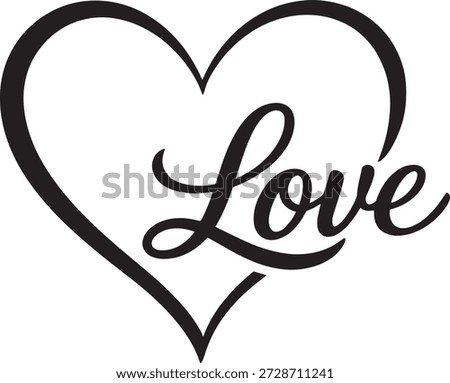 Love Script Heart Outline Icon Illustration