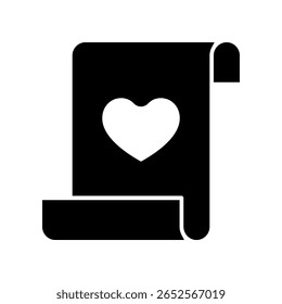 Love Scroll Pictogram met een hart in een niet-gerold document