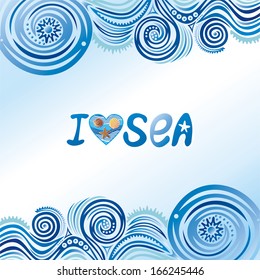 I love sea beautiful pattern nature background vector illustration