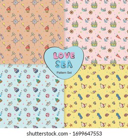 Love Sea, pattern, cute, marine set, ocean