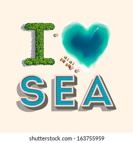 I love sea, summer background, vector Eps10 illustration. 