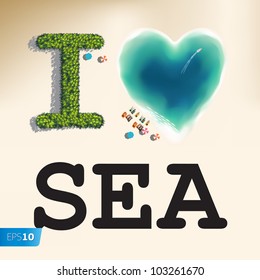 I love sea vector eps10 image