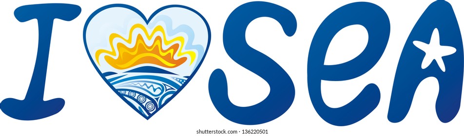 I love sea vector illustration