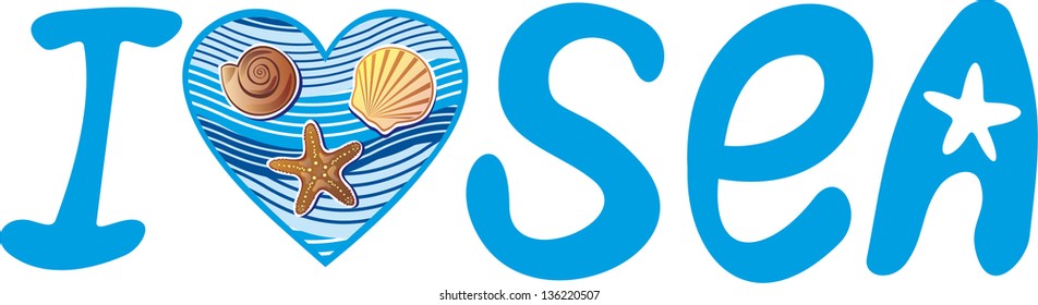 I love sea vector illustration