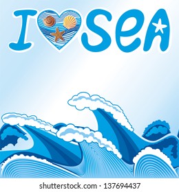 I love sea vector illustration