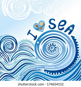 I love sea vector illustration