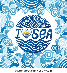 I love sea vector illustration