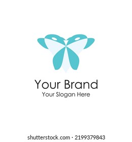 love of sea whale simple logo premium