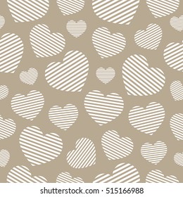 Love seamless geometric pattern on Valentine's Day. Romantic vector texture, background, graphic design for the holiday