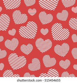 Love seamless geometric pattern on Valentine's Day. Romantic vector texture, background, graphic design for the holiday
