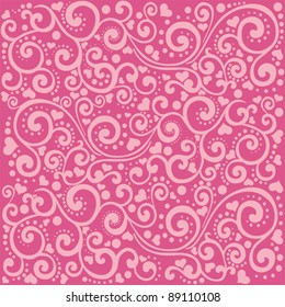 love seamless pattern. Abstract heart background in pink. Vector Illustration