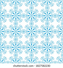 
Love seamless pattern from blue snowflakes on a white background. Winter decor items for postcards, wrapping paper, fabric, wallpaper and more. Stock vector illustration for decoration and design
