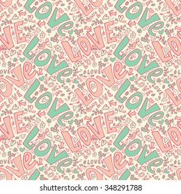  love seamless pattern. cute doodles seamless valentine day pattern