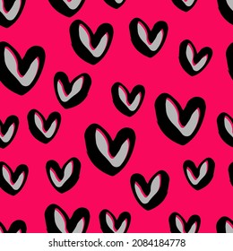 Love seamless  pattern. Funky  print with hearts