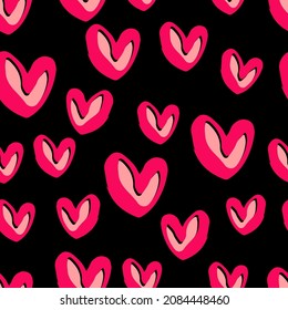 Love seamless  pattern. Funky  print with hearts