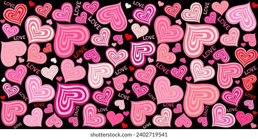 El amor es un patrón sin fisuras. Bien para el diseño de tela textil, papel de envoltura, papel pintado de sitio web, textil, papel pintado y ropa. Ideal para el Día de San Valentín, Día de la Madre, ilustración