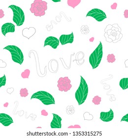 love seamless pattern with hand drawn doodles for valentine vector