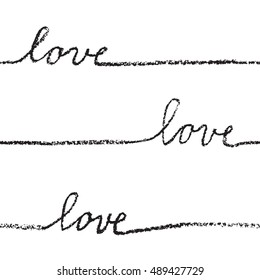 Love. Seamless pattern. Handwritten. Decorative background.