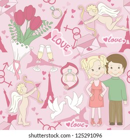 Love seamless pattern, happy valentine`s day