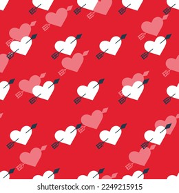 Love Seamless Pattern with Heart and Arrow Vector Silhouette can be use for background and apparel design