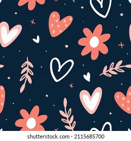 Love seamless pattern. Hearts background.