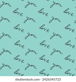 
love seamless pattern mint green background