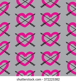 Love seamless pattern romantic elements heart and arrow for Valentines Day and Wedding, invitation card background, wrapping paper and design   