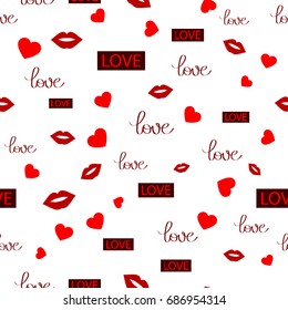 Love seamless pattern. Romantic seamless pattern with hearts, lips. Valentines day decoration texture. Love concept. Wedding invitation